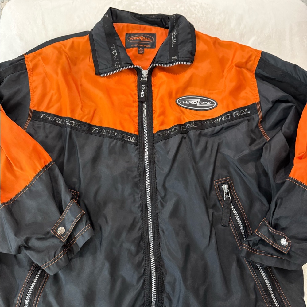 Third Rail Mens Orange Black Bike Jacket Size XL EB2